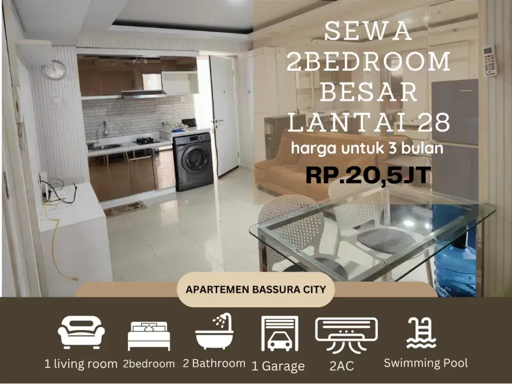 sewa 2kamar besar atas mall full furnis apartemen bassura city