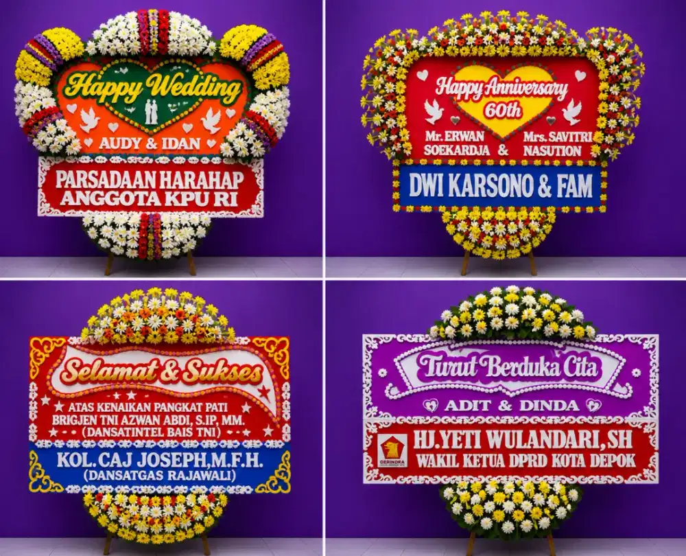 Karangan bunga papan pernikahan