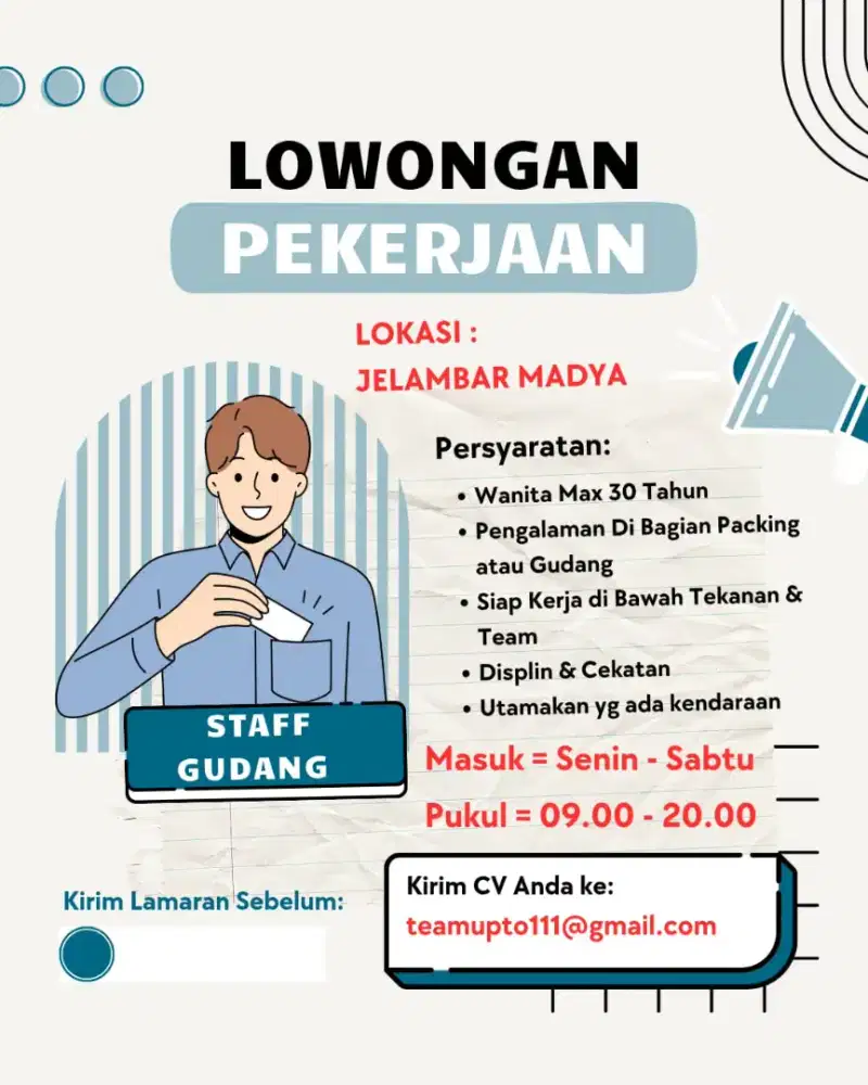 Lowongan Admin Online Cari Barang dan Packing