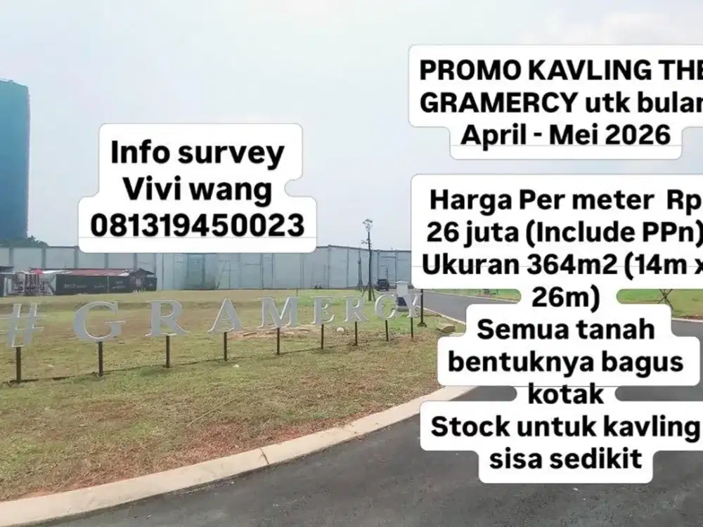 PROMO KAVLING THE GRAMERCY SUDAH INCLUDE PPN