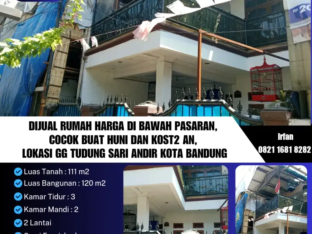 Dijual Rumah Harga Di Bawah Pasaran, Cocok Buat Huni dan Kost2 an, Lokasi GG Tudung Sari Andir Kota Bandung