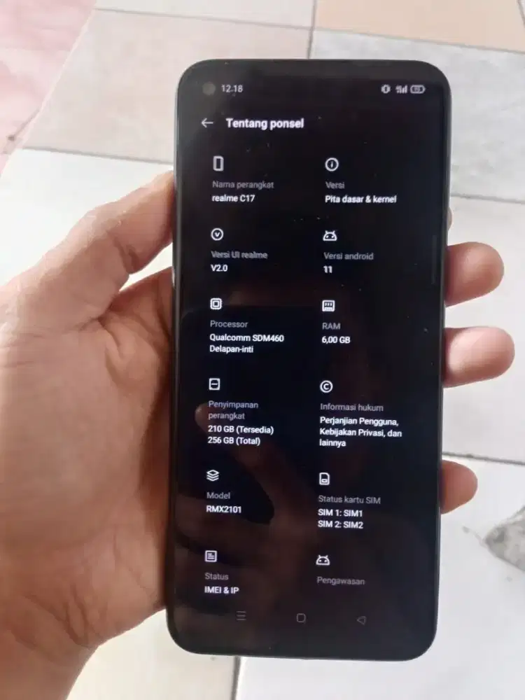 Hp realme c17 ram 6/256 rom