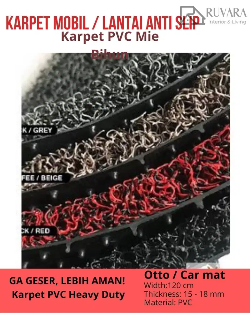 Car Mat / Otto Mat PVC Mie Bihun 120 x 900 cm Tebal 15–18mm | Karpet