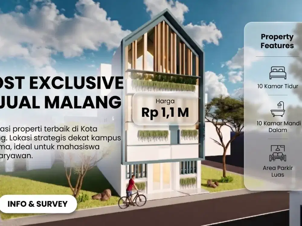 Investasi Kost Produktif Malang, 10 KT/10 KM, Dekat 3 Kampus Besar