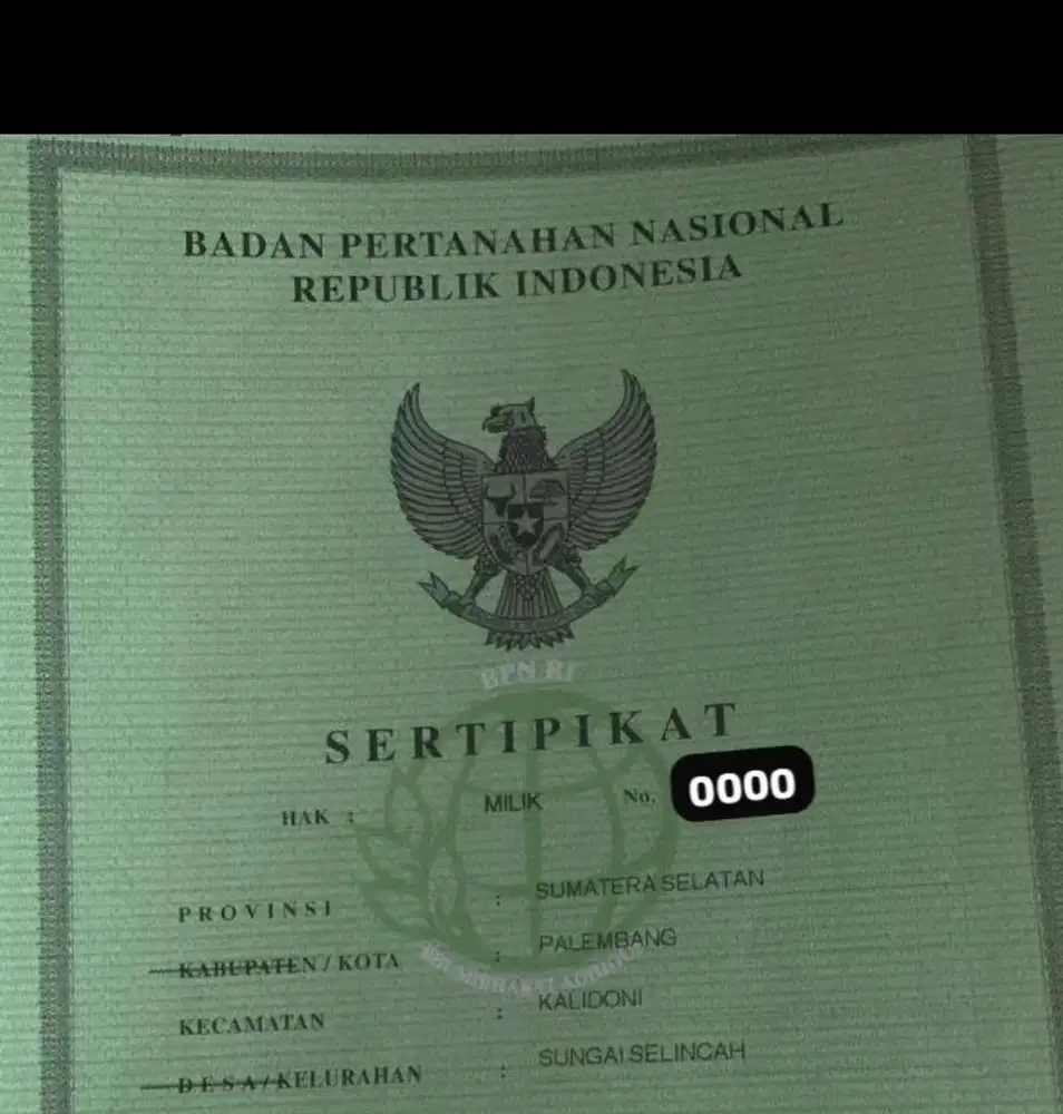Dijual tanah SHM di mata merah bebas banjir