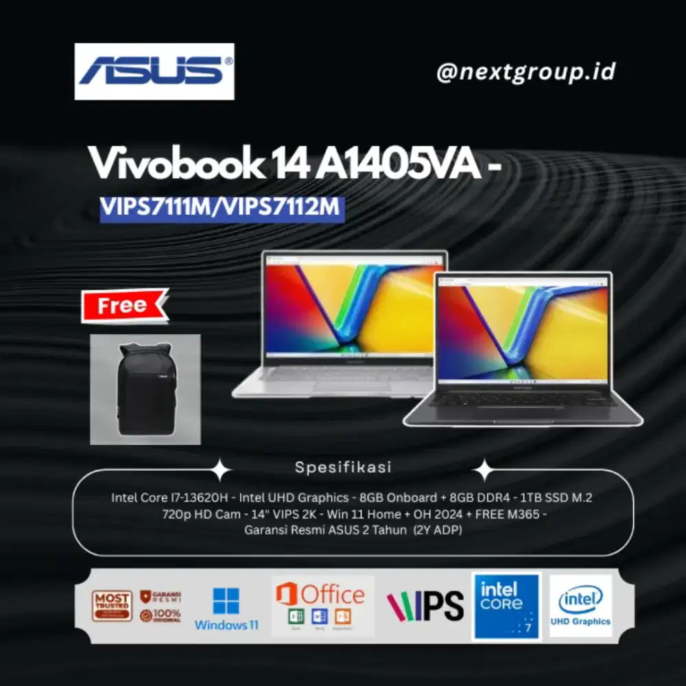 Asus Vivobook 14 A1405VA-VIPS7111M/VIPS7112M Core i7 13620H W11+OH2024