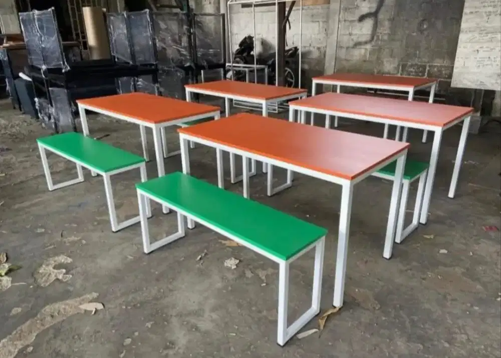 Meja Warkop Set 1 Meja + 2 Kursi Panjang