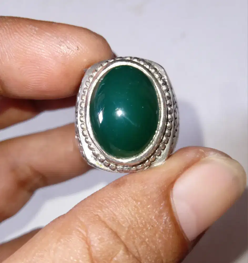 Batu cincin akik ijo botol chalsedon kantoran