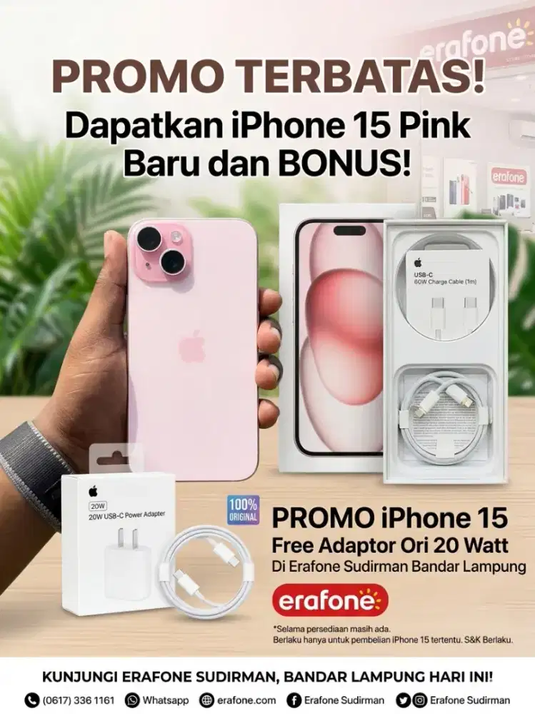 iPhone 15 Garansi Resmi Free Adaptor Ori Senilai 499k Bisa Cicilan 0%