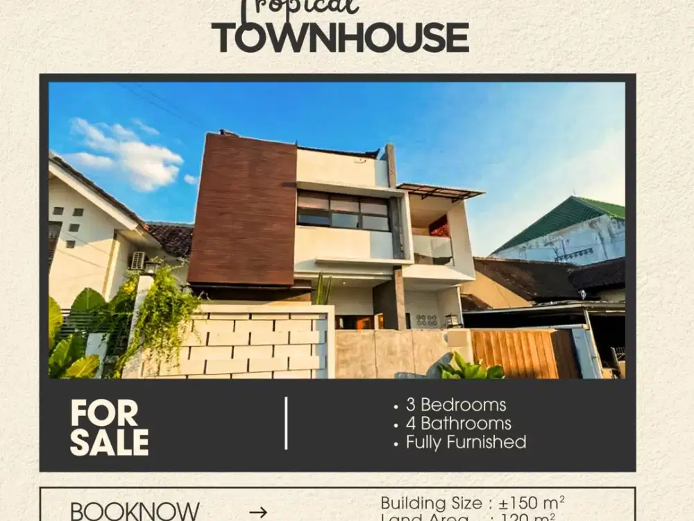 FOR SALE TROPICAL TOWNHOUSE 2ND FLOOR FULLY FURNISHED AT KEROBOKAN