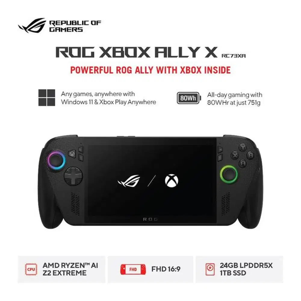 ASUS ROG Xbox Ally X RC73XA-Z2EA35A3T – Black [AMD Ryzen AI Z2 Extreme