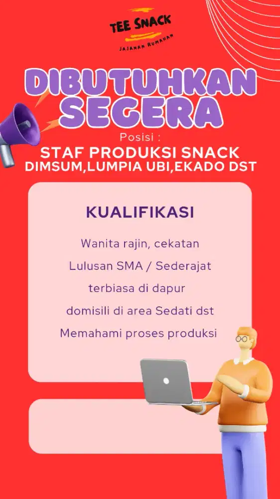 Dibutuhkan staf produksi