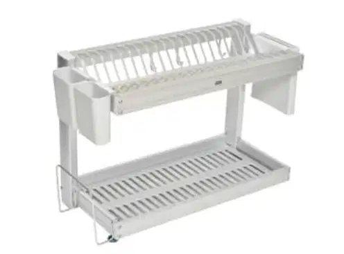 Dish rack alu 2 tiers silver w