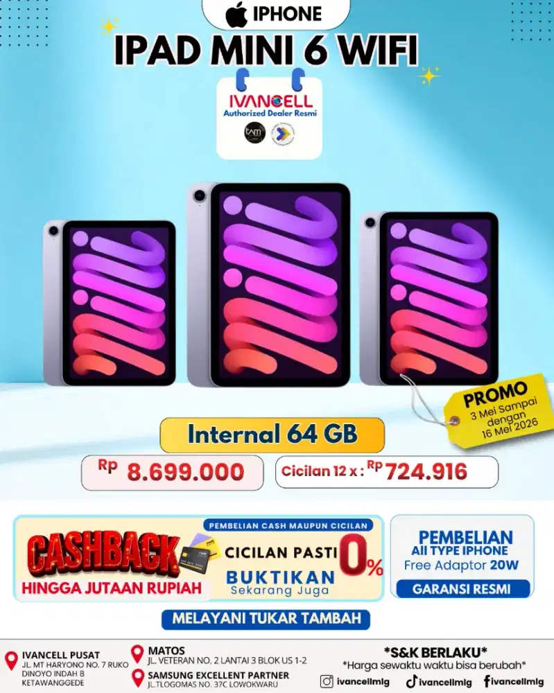 IPAD MINI 6 New spec power canggi