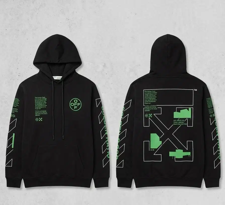 OFF WHITE HOODIE CARAVAGGIO GREEN
