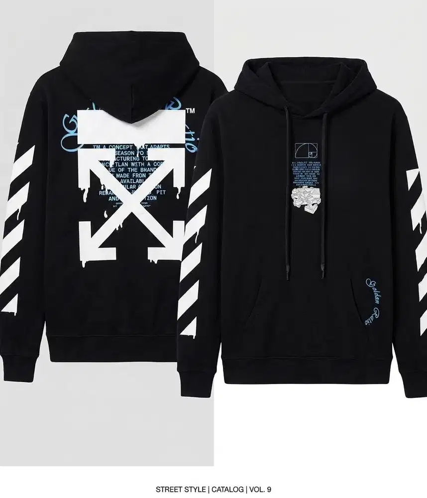 OFF WHITE HOODIE CARAVAGGIO - BLUE