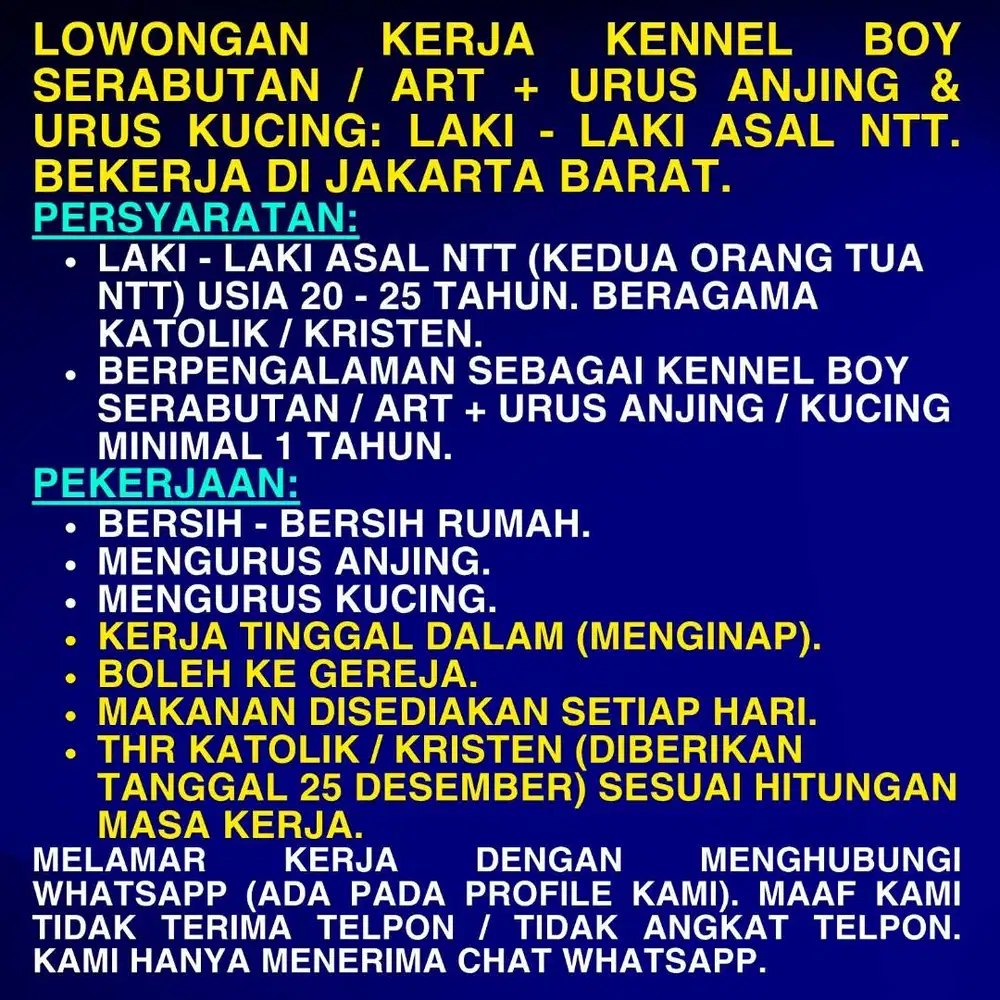 KENNEL BOY / ART LAKI - LAKI ASAL NTT BERAGAMA KATOLIK / KRISTEN