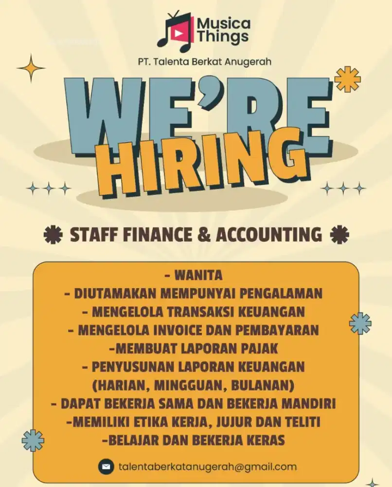 Lowongan Finance & Accunting