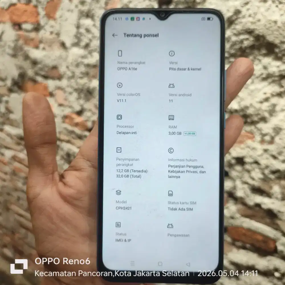 Oppo a16e Ram 3/32 GB