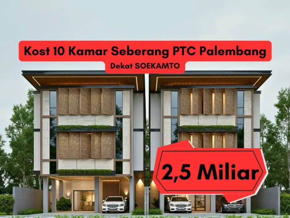 Jual Kost 10 Pintu Seberang PTC Palembang – SHM LT 245 m², Parkiran Luas, Harga 2,5 Miliar
