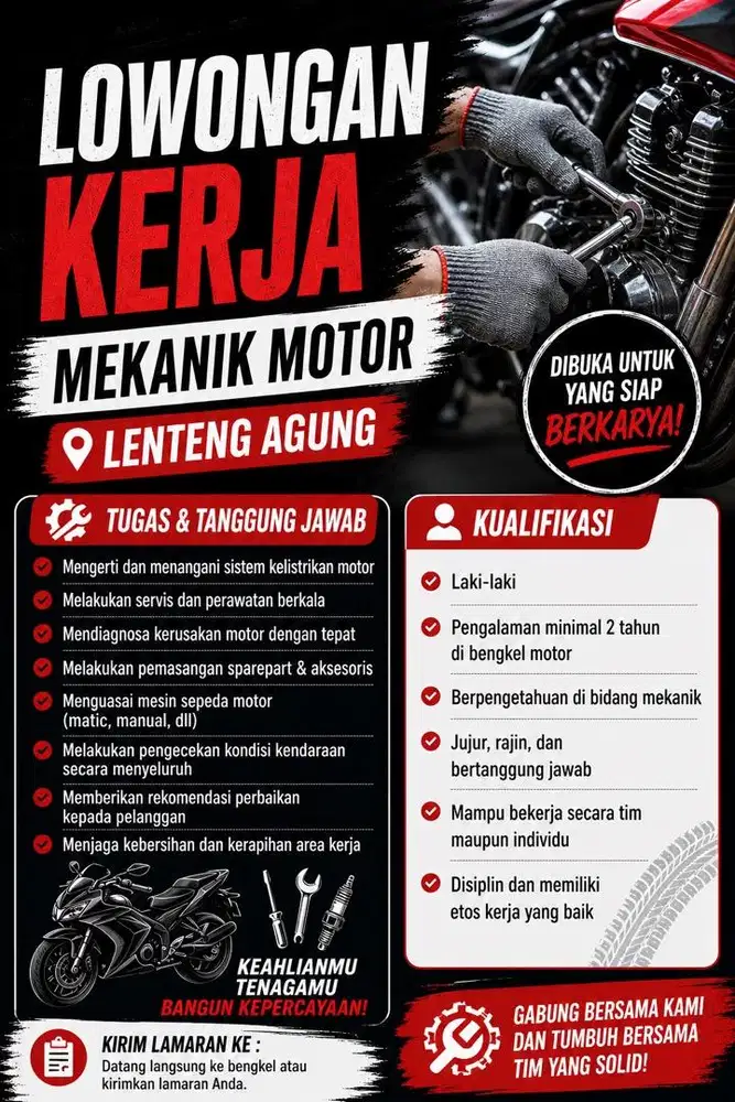 lowongan mekanik motor