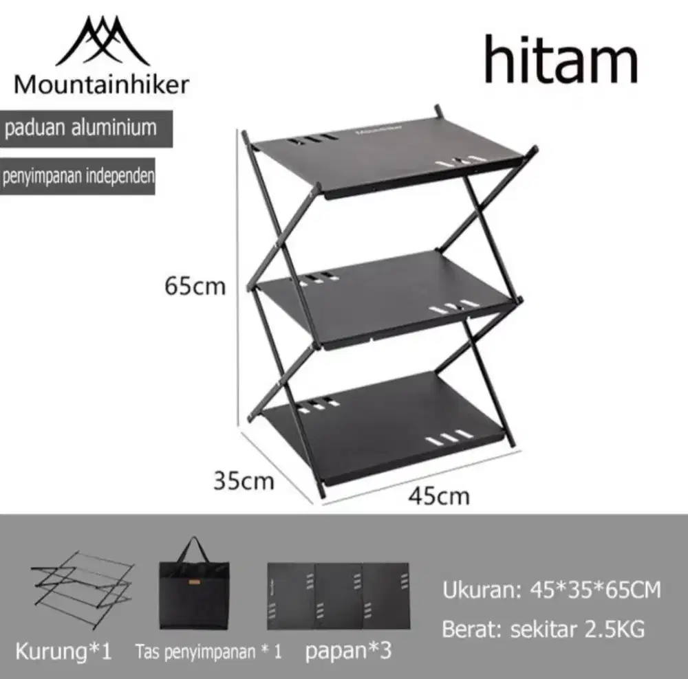 Rak susun dan meja mountain hiker