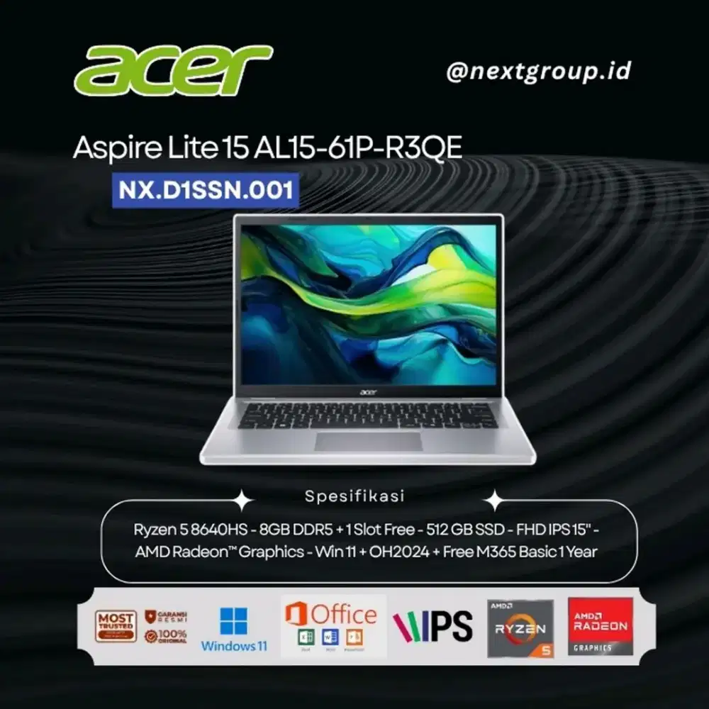 Acer Aspire Lite 15 AI AL15 61P R3QE Ryzen 5 8640HS 8GB SSD 512GB 15.6