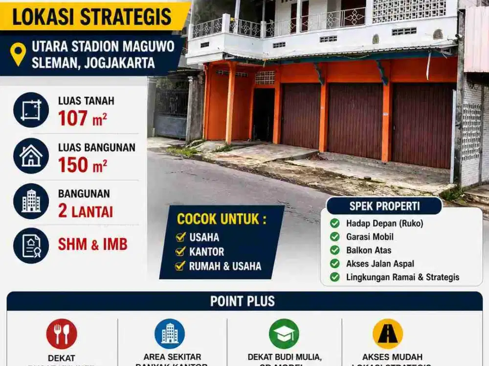 Ruang Usaha 2 Lantai Murah Utara Stadion Maguwo – Cocok Kantor/Ruko