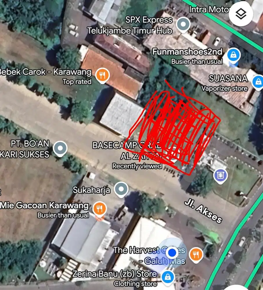 Dijual tanah kavling Rp20jt/meter dikarawang (sebrang mie gacoan)