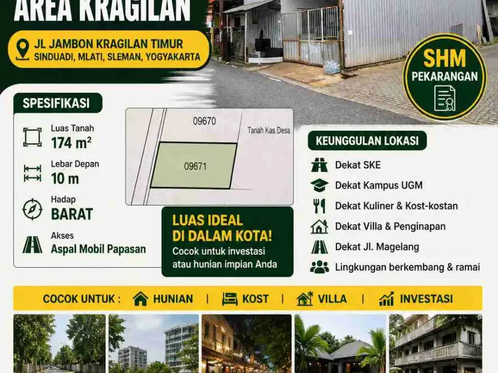 Tanah Murah Dalam Ring Road Jambon – 174m² SHM, Dekat UGM & SKE