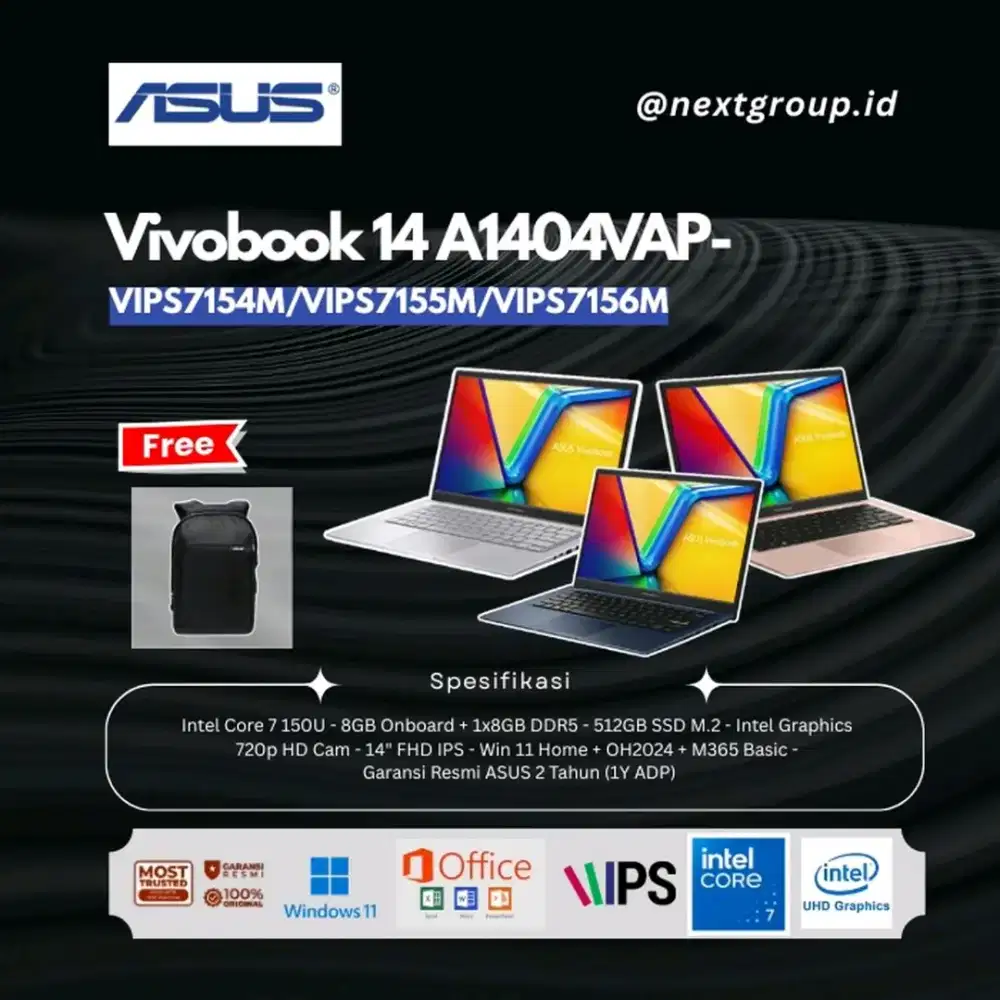 Asus Vivobook 14 A1404VAP VIPS7154M Core 7 150U 16GB 512GBWin11+OH2024