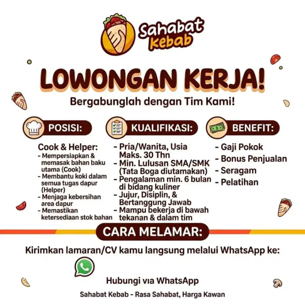 Lowongan Kerja Crew Outlet Kebab