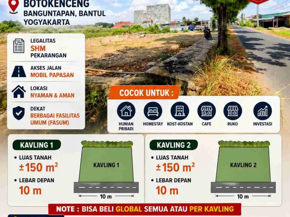 Tanah Murah Bantul 3,8 Jt/m² – Kavling Siap Bangun, Bisa Beli 1 atau 2
