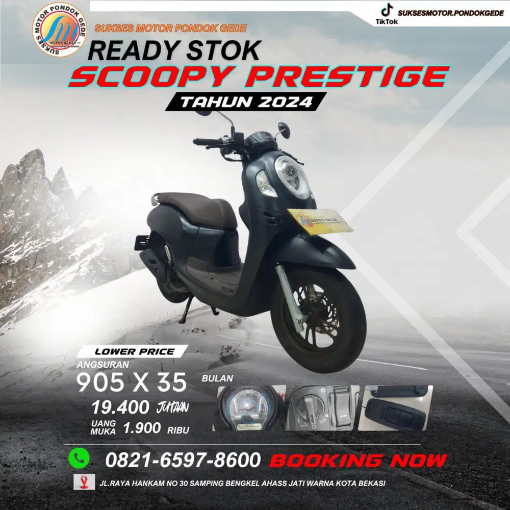 SCOOPY PRESTIGE TAHUN 2024 KTP DAERAH BISA CASH KREDIT KAKA CC AMAN