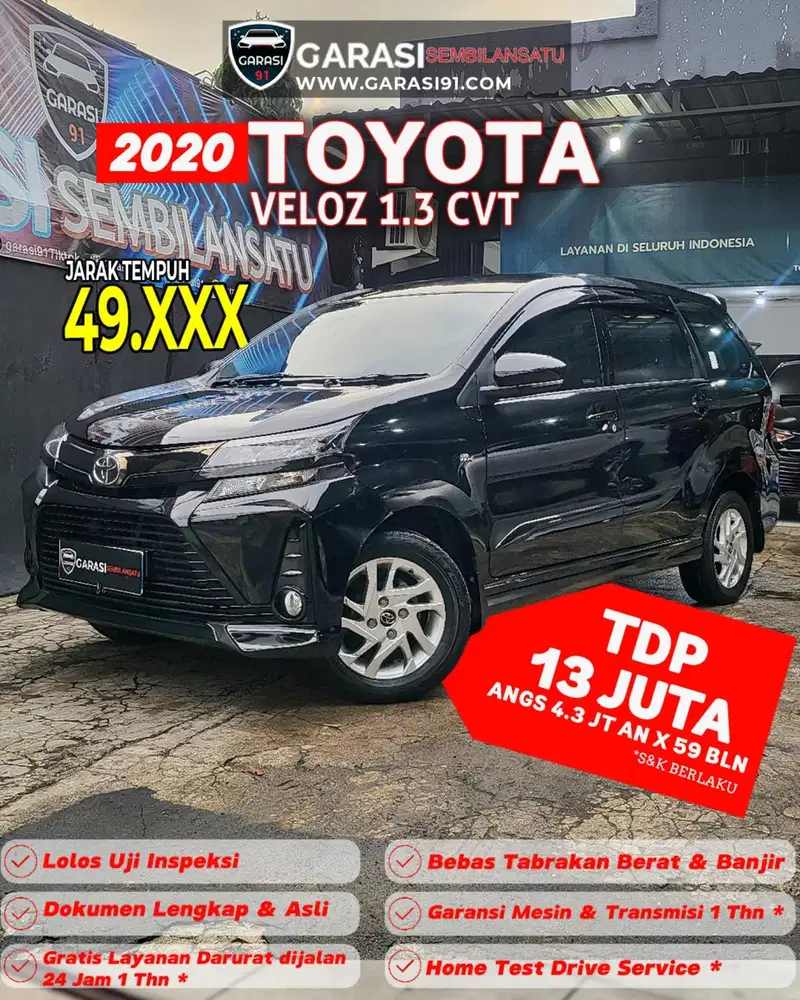 [ TDP 13 Jt ] Avanza Veloz 1.3 Cvt 2020