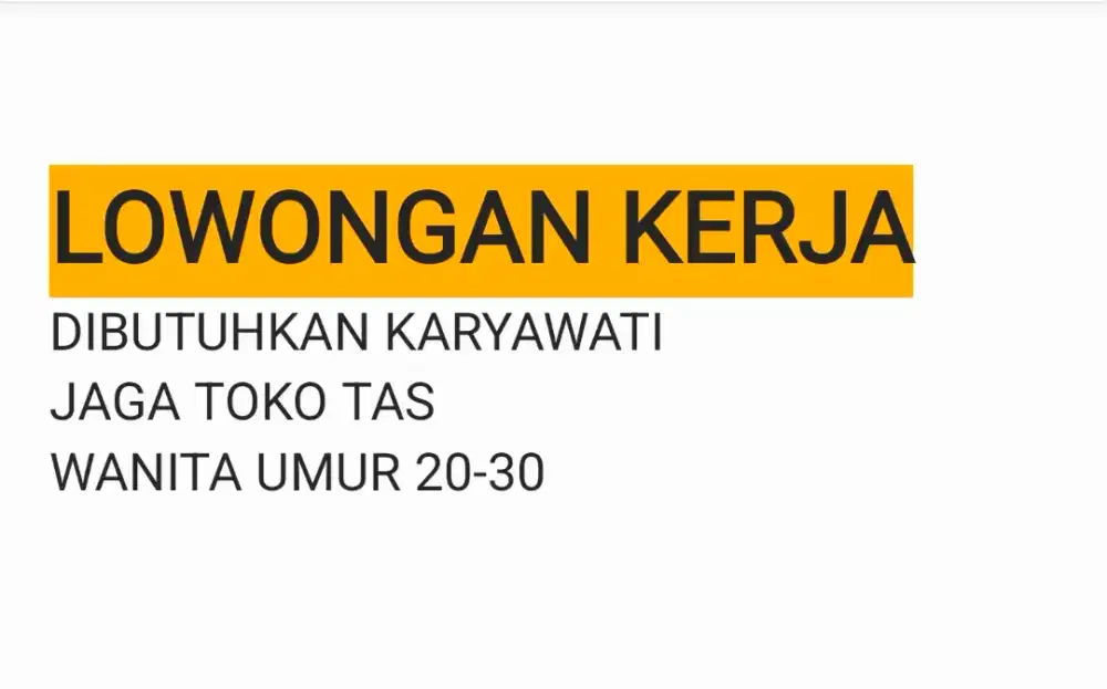 Lowongan kerja jaga toko tas