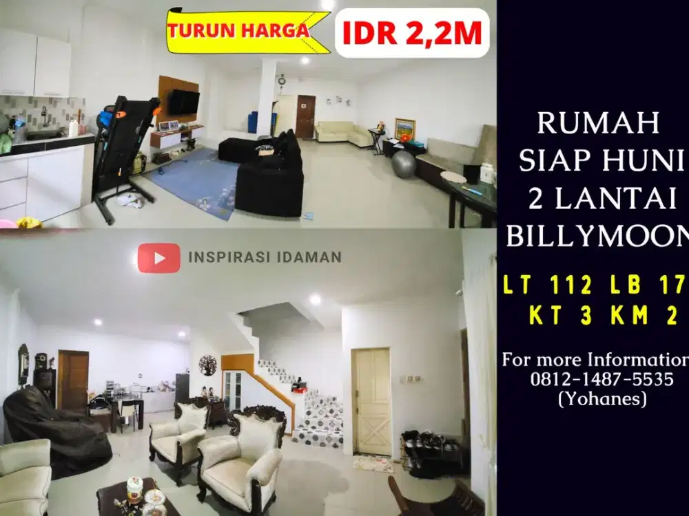 Rumah Billymoon 112mtr 2 lantai siap huni