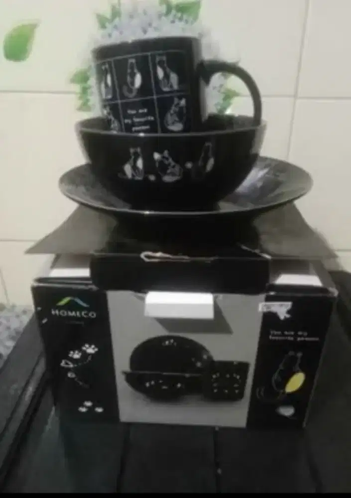 3 pcs ceramic dinner set baru ( mug, bowl, plate)