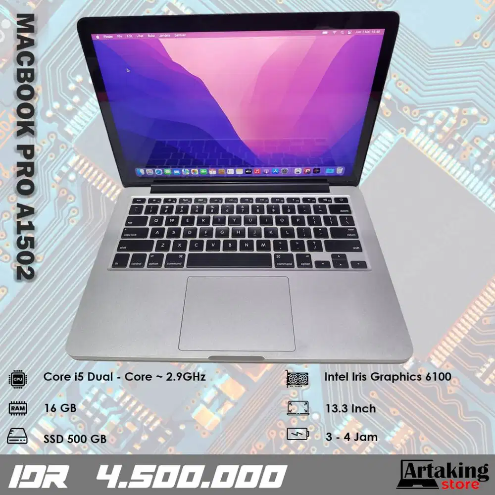Macbook Pro A1502 (2015) - Core i5 - Ram 16 GB - SSD 500 GB