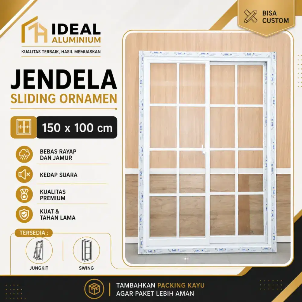 Jendela Aluminium Sliding Ornamen 150 x 100