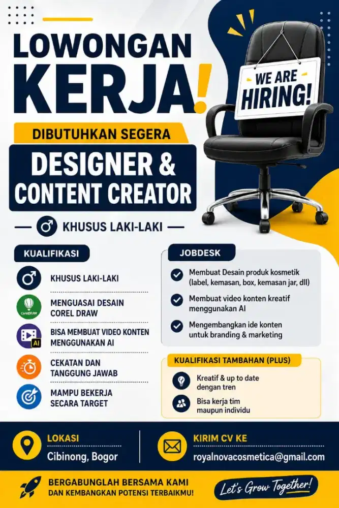 Lowongan Kerja Desainer dan Editing Konten Video ai