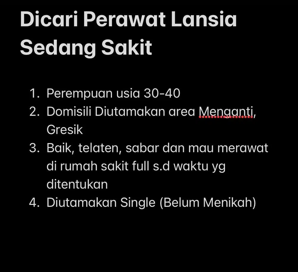 Dicari Perawat Lansia Sedang Sakit Secepatnya
