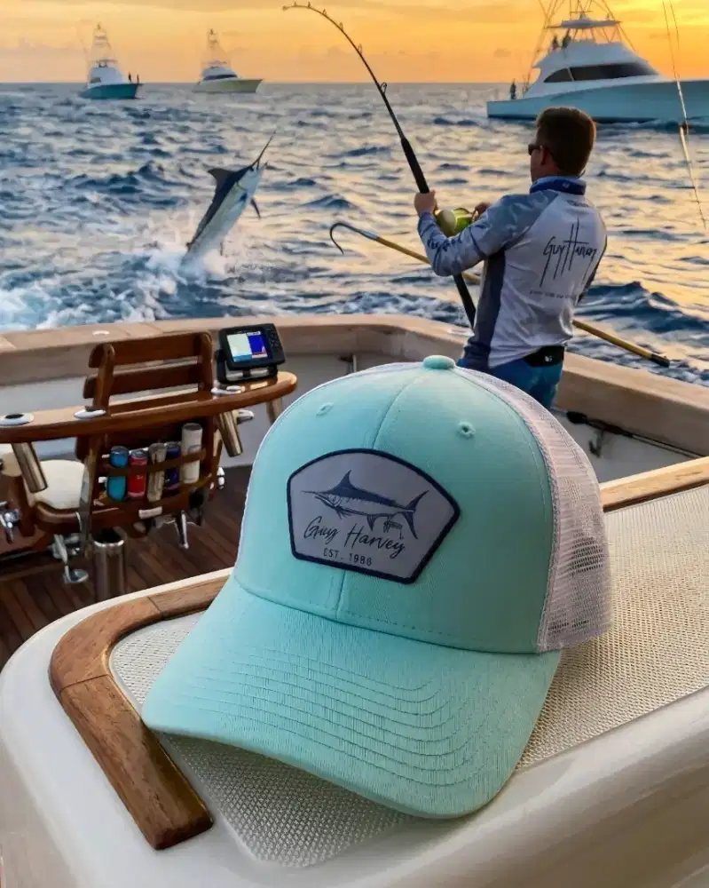 Topi Trucker Vintage Mancing Ikan Guy Harvey Ori Second Hijau Mint