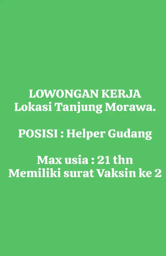 Lowongan kerja helper gudang
