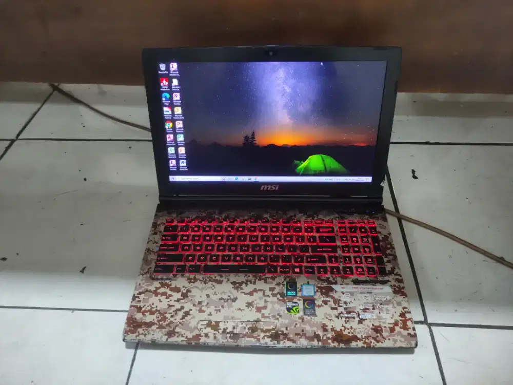 Laptop MSI GE62-7RE Camo squas Limited Edition Ram 16gb SSD 256gb+1TB