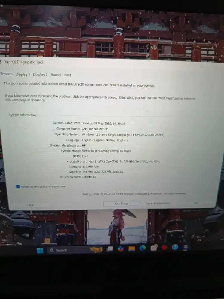Victus 16 RTX 4050 Vram 6Gb