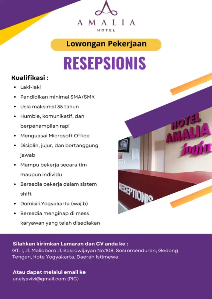 Lowongan Pekerjaan Resepsionis Hotel