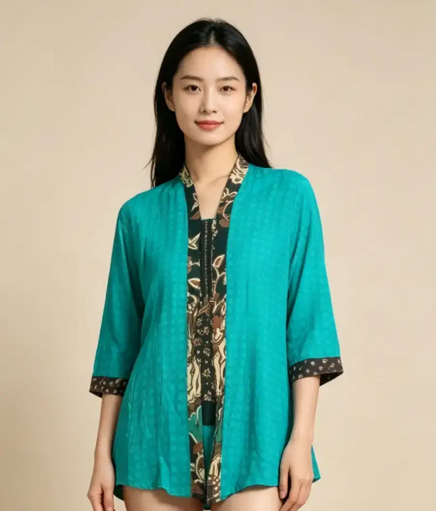 Blouse batik tosca wanita