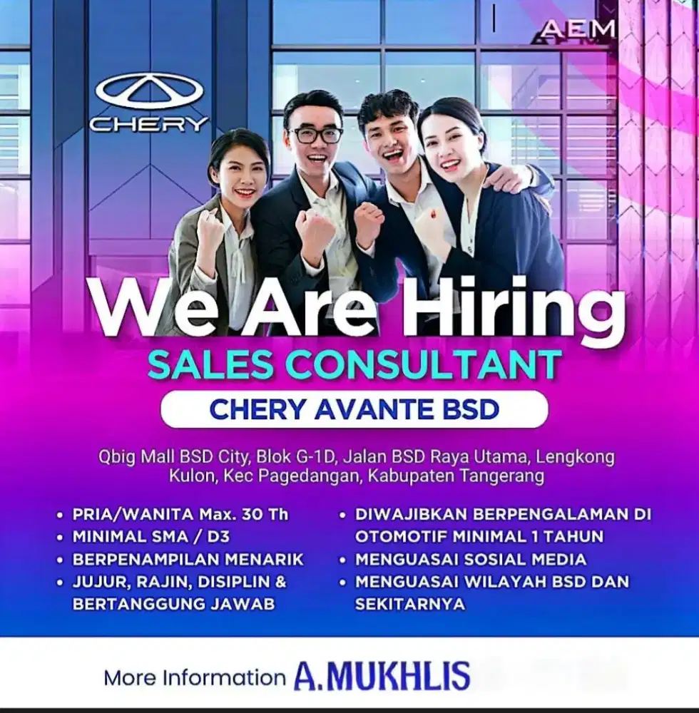 Lowongan Marketing Executive Otomotive