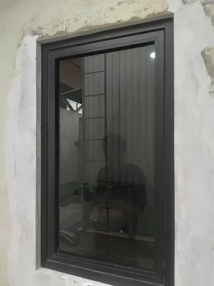 Kusen jendela aluminium casement T120cm L60cm hrg include pasang 950rb